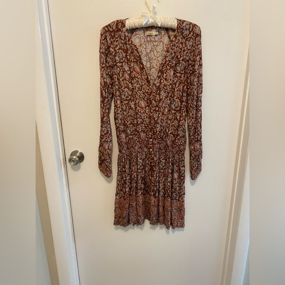 Faherty Montera Long-Sleeve V-Neck Dress M